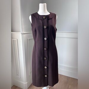 Tory Burch Dark Brown Sleeveless Button-Front Midi Dress